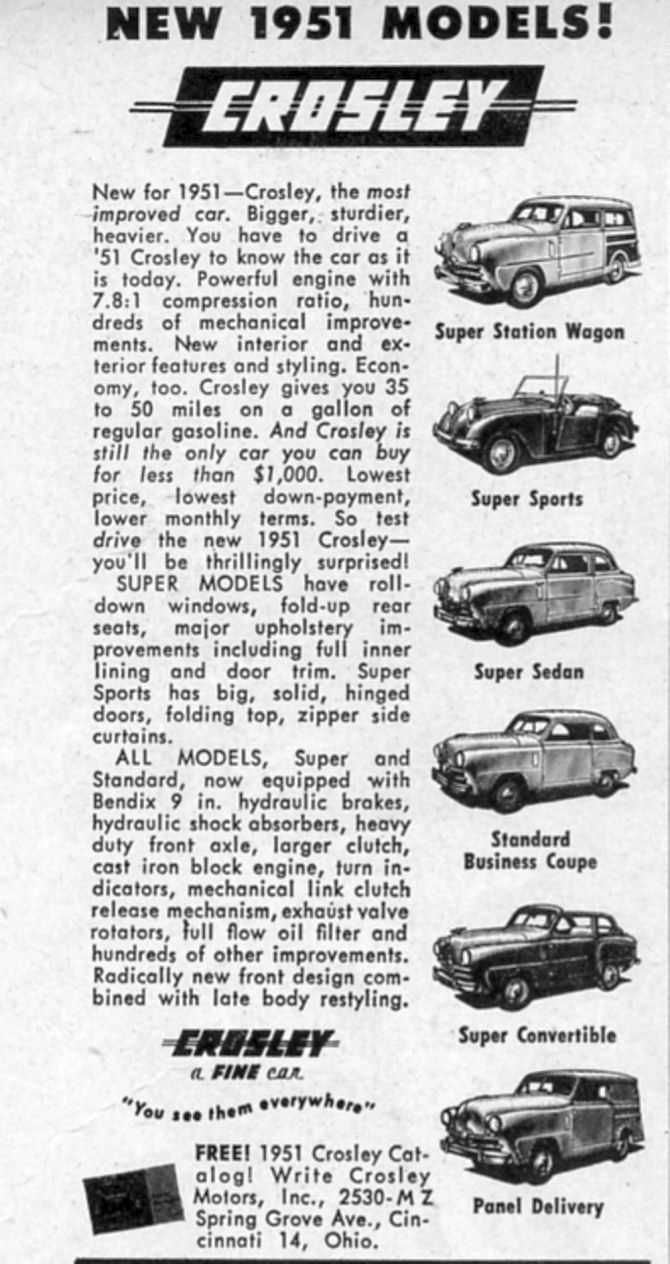 1951 Crosley Auto Advertising
